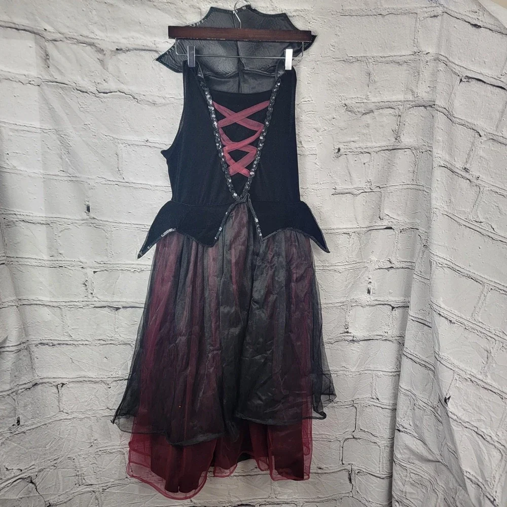 Girls Kids Vampire‎ Costume Dress with Collar Halloween Outfit Girls Size XL